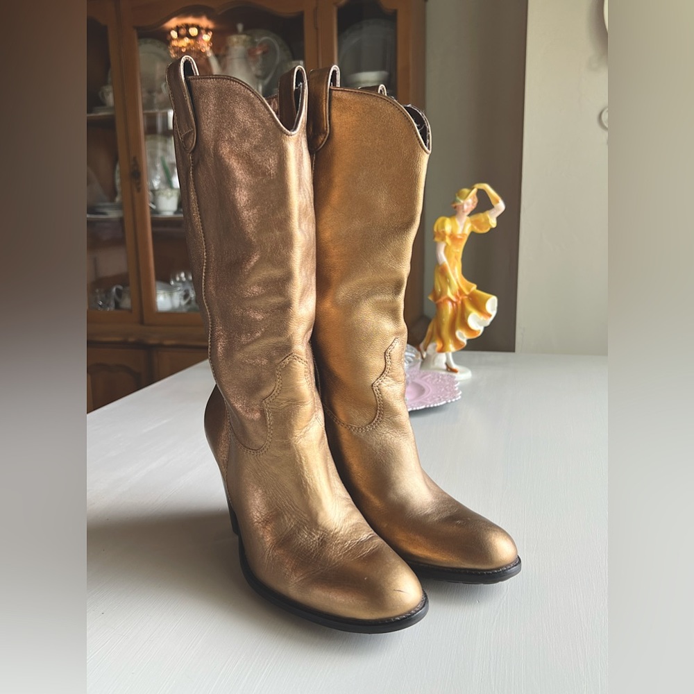 Nine West Gold Bronze Boots